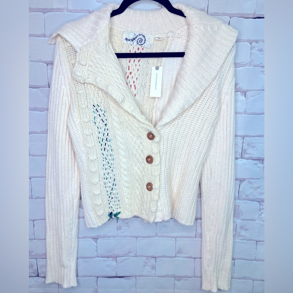 NWT Anthropologie Eclectic creamy wool blend sweater. Size Medium